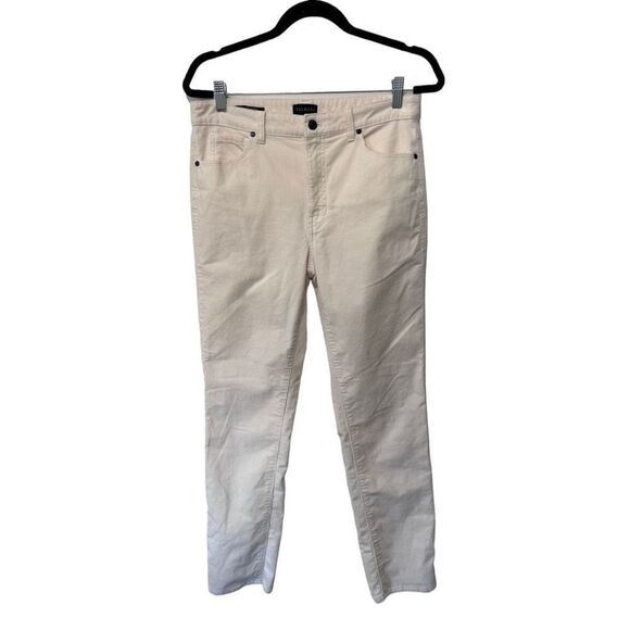 Talbots White Corduroy Straight Leg Pants Size 10 Capsule Y2K minimalist - Picture 1 of 11